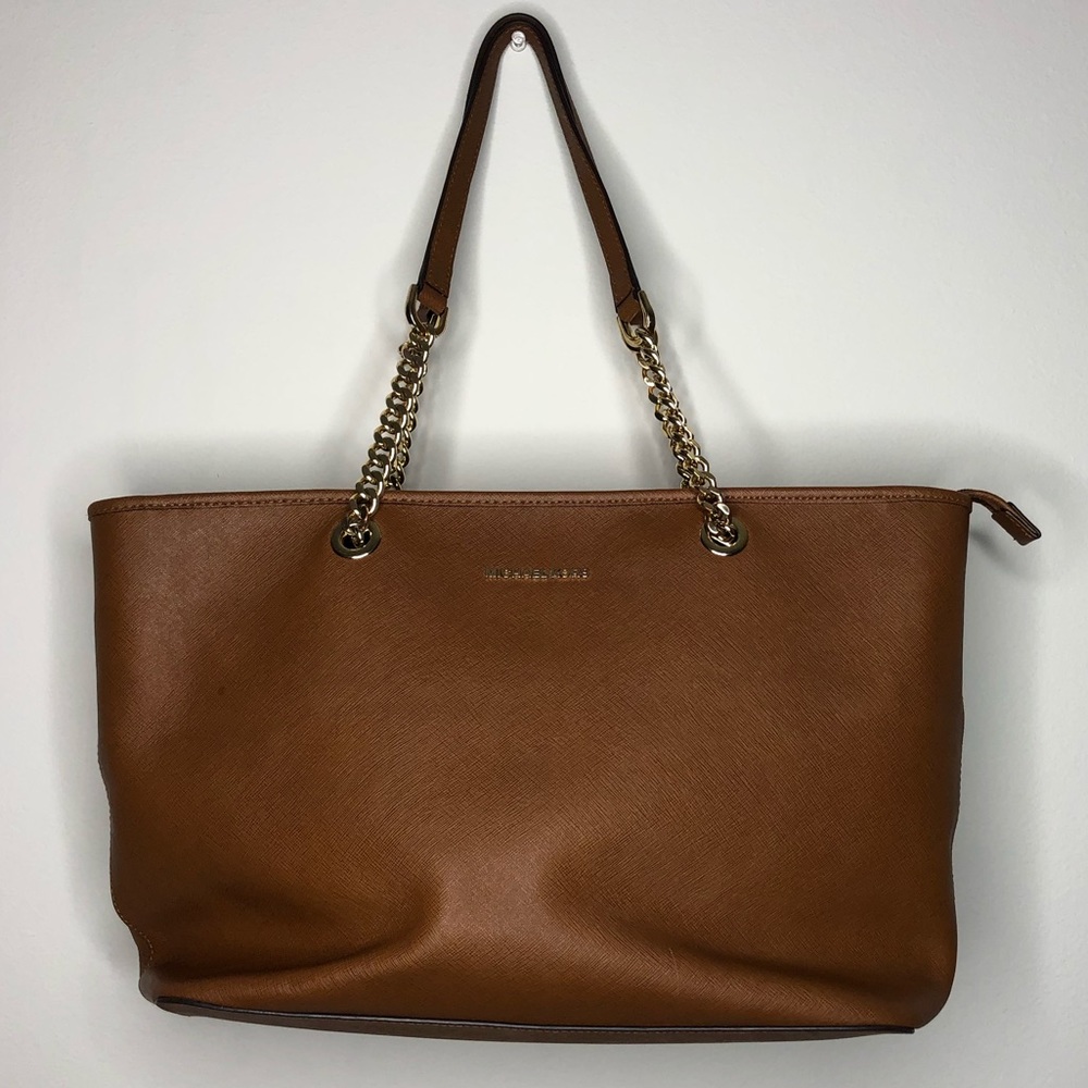 Jet Set Gold Chain Saffiano Leather Tote